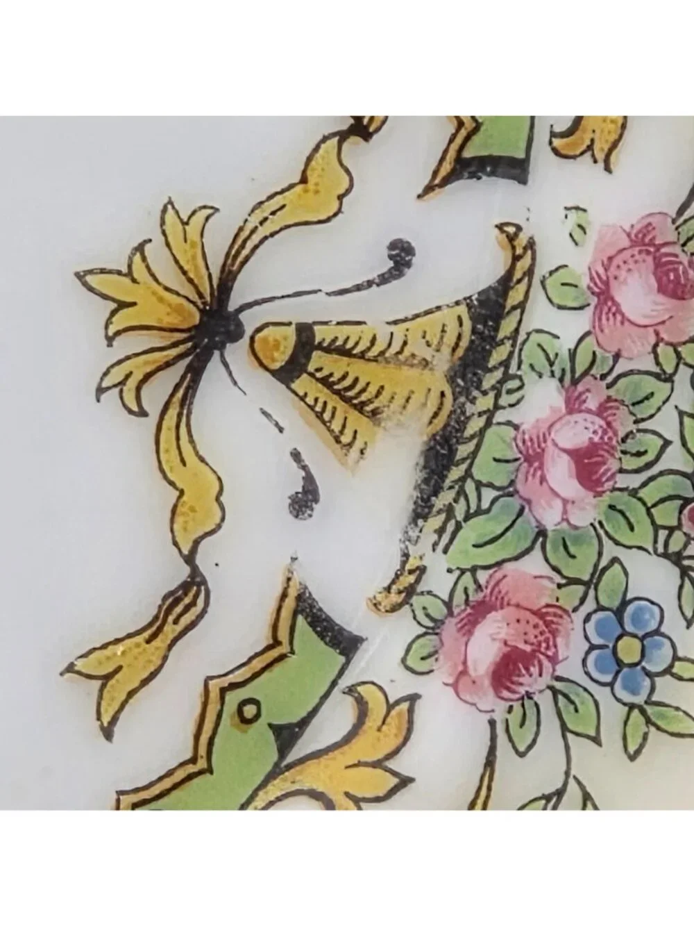 Noritake Penelope Set of 4 Bread and Butter Plates Green Pink Roses Gold Trim